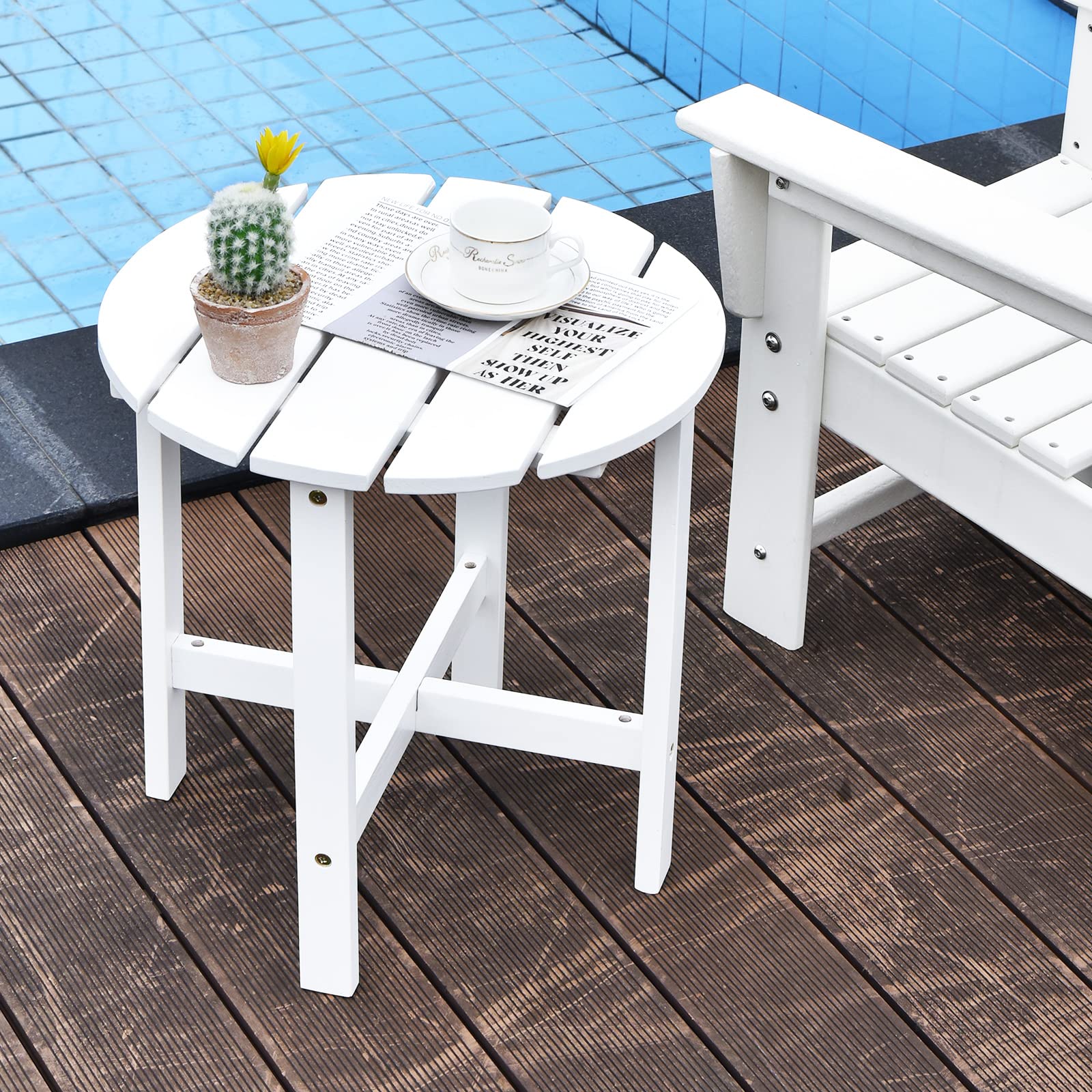 Table d'appoint ronde d'extérieur, 45 cm, pour jardin, balcon, cour arrière, salon